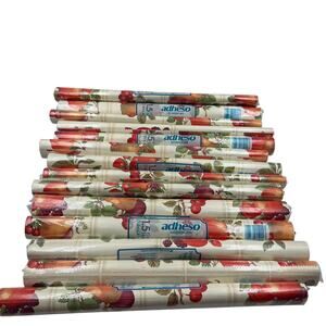 Vtg‎ Adheso Adhesive Vinyl 14 Rolls SEALED 1.5 Yards 18" Fruit Cherry 1980's